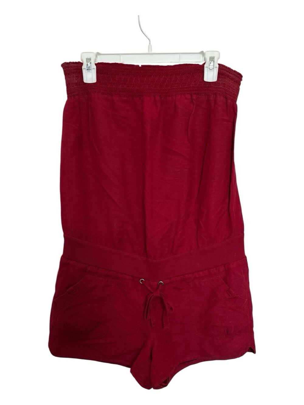 Rewind strapless linen-blend romper Size M